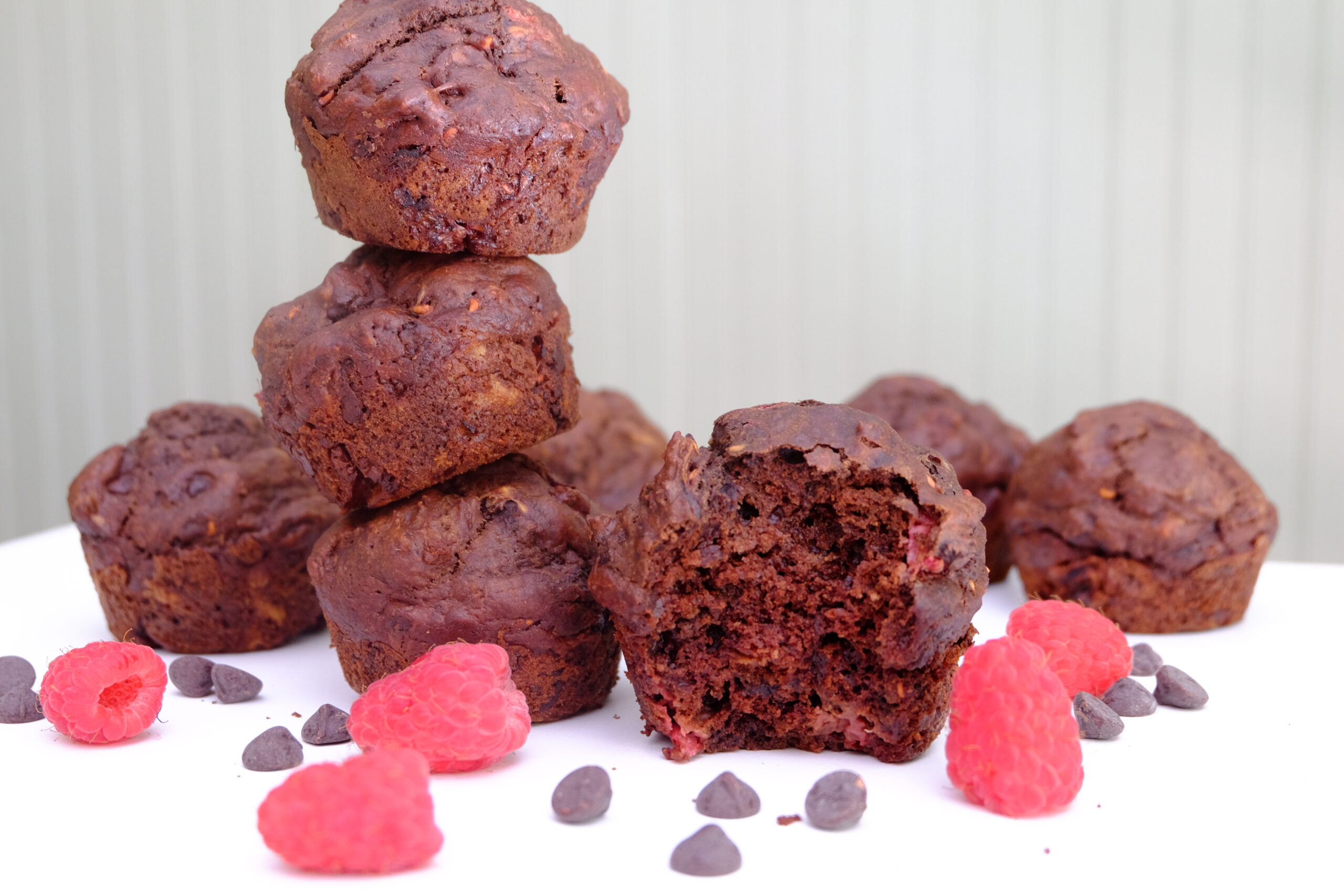 Easy Overnight Raspberry Chocolate Sourdough Muffins